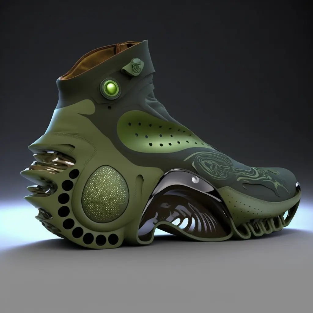 futuristic footwear, inspired by Halo Combat Evolved, by Nike 